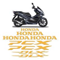 Jogo De Adesivos Honda Dlx Pcx Emblemas Resinados Dourado