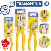 JOGO de ALICATES ELETRICISTA TRAMONTINA 1000V AÇO VANÁDIO, UNIVERSAL, CORTE e BICO