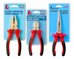 Jogo De Alicates Kit 3 Peças Corte Universal E Bico Longo Jogo De Alicates Kit 3 Peças Corte Universal E Bico Longo