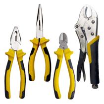 Jogo de Alicates Universal Corte Pressão Bico Kit 4 Peças Emborrachado