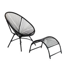 Jogo de Área Poltrona Oval Kinder Acapulco com Puff Apoio para Pés - Preto