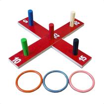 Jogo de argolas cruz Brinquedos Educativos Tradicional Divertido Gincana Madeira Infantil Carlu Criança 4 anos
