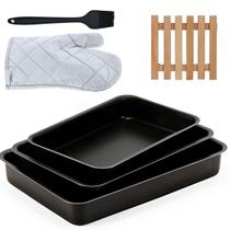 Jogo De Assadeira 03 Pçs + Descanso Panela + Luva + Pincel