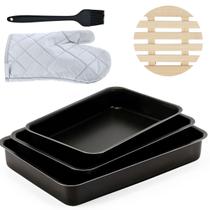 Jogo De Assadeira 03 Pçs + Descanso Panela + Luva + Pincel