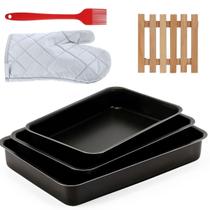 Jogo De Assadeira 03 Pçs + Luva + Pincel + Descanso Panela