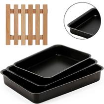Jogo De Assadeira 03 Peças Antiaderentes + Descanso Panela Jogo De Assadeira 03 Peças Antiaderentes + Descanso Panela