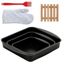 Jogo De Assadeira 3 Pçs + Luva + Descanso Panela + Pincel
