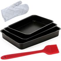 Jogo De Assadeira Alta 3 Peças Antiaderentes + Luva + Pincel