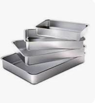 Jogo de Assadeira Retangular Alta, Jogo de Forma Para Bolo e Pão 4 Peças em Alumínio