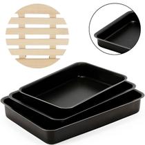 Jogo De Assadeiras 03 Peças Antiaderentes + Descanso Panela