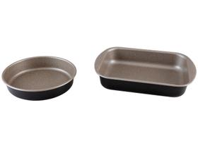 Jogo de Assadeiras 2 Peças Redonda e Retangular em Alumínio com Revestimento Antiaderente Starflon Max Cor Preta Tramontina