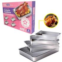 Jogo De Assadeiras 4 Peças Alumínio Polido Retangular Dona Ada Patolux Jogo De Assadeiras 4 Peças Alumínio Polido Retangular Dona Ada Patolux