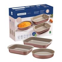 Jogo de Assadeiras Antiaderente Starflon Max Mocaccino 3 Peças Tramontina - 20099389