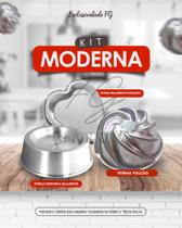 Jogo de assadeiras ballerine coração e vulcão - kit moderna em aluminio if35
