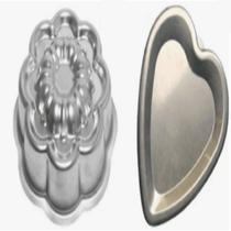 Jogo de Assadeiras Decoradas, Forma de Bolo Margarida Flor Gomada Suíça e Forma de Coração Ballerine