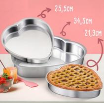 Jogo de Assadeiras, Forma de Bolo Coração 3pçs - P,M,G em Alumínio Reforçado