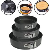 Jogo De Assadeiras Redonda Antiaderente Com Fundo Removível 3 Peças Ajuste Lateral