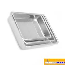 Jogo de Assadeiras Retangular Alta 3 Peças em Alumínio Polido Tamanhos de Nº01 a Nº03