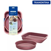 Jogo de Assadeiras Rosa Tramontina Alumínio Revestimento Interno Externo Antiaderente Starflon 2peças Jogo de Assadeiras Rosa Tramontina Alumínio Revestimento Interno Externo Antiaderente Starflon 2peças