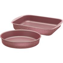 Jogo de Assadeiras Tramontina Antiaderente Brasil 2 Pç Rosa