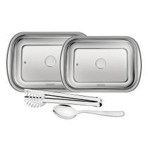 Jogo De Assadeiras Tramontina Cosmos 64310150 Inox Com Acessórios E Tampa De Vidro