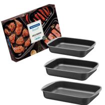 Jogo de assadeiras tramontina retangular 3 peças antiaderente