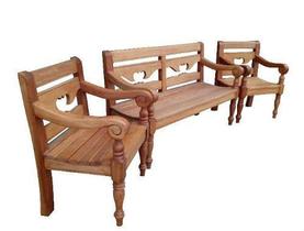 Jogo De Bancos Naipe Vazado em Madeira de Demolição - Cód 1366