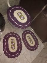 Jogo de banheiro 3 peças roxo