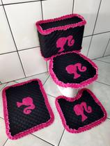 Jogo de Banheiro Barbie rosa fofo kit tapetes 4 peças capa para caixa acoplada capa para tampa de vaso decoração