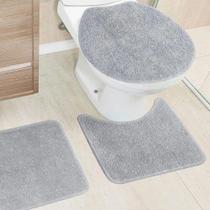 Jogo de Banheiro Belo Cotton Cinza Miriam 3 Peças - TAPETES MIRIAM LTDA