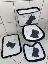 Jogo de Banheiro bordado borboleta kit tapetes 4 peças