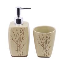 Jogo De Banheiro c/ 2 Peças Cerâmica Porta Escova Sabonete Jogo De Banheiro c/ 2 Peças Cerâmica Porta Escova Sabonete