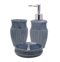 Jogo De Banheiro Cerâmica 3pçs Lavado Dispenser Porta Sabão Jogo De Banheiro Cerâmica 3pçs Lavado Dispenser Porta Sabão