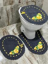 Jogo de banheiro Cinza ou chumbo barbante feito a mao