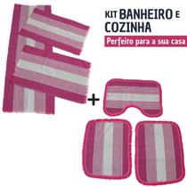 Jogo de Banheiro com Kit Passadeira Tapete de Cozinha 6 Peças de Casa