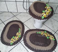 Jogo de banheiro de crochê Lilian com 3peças