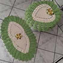 Jogo de banheiro de crochê modelo coração com 2 peças - Tomazinis