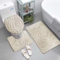Jogo de banheiro de pedras conjunto tapetes 3 Peças /3D