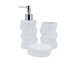 Jogo de Banheiro em Cerâmica 3 Peças Ivory White- Mimo Style