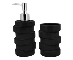 Jogo De Banheiro em Cerâmica Ivory Black 2 Peças Mimo Style