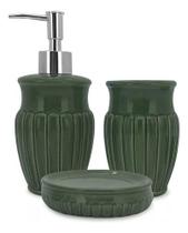 Jogo De Banheiro Em Cerâmica Marine Green 3 Peças - Mimo Style