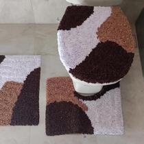 Jogo de banheiro frufru abstrato - 3 peças - etc e tal artesanato