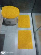 Jogo de banheiro frufru amarelo - 3 peças - etc e tal artesanato