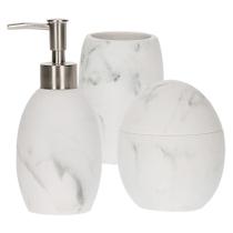 Jogo de Banheiro Mármore Carrara Elementos 3 Peças Mart