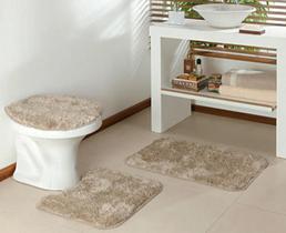 Jogo de banheiro oasis kit 3 peças super macio confortável não risca o piso 100% antiderrapante- pérola-oasis