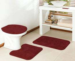 Jogo de banheiro oasis kit 3 peças super macio confortável não risca o piso 100% antiderrapante- rubi-oasis