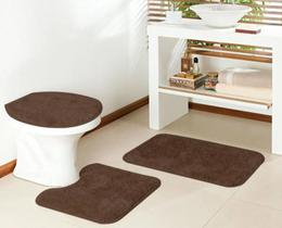 Jogo de banheiro tapete kit 3 peças 100% antiderrapante otimo acabamento pelo macio oasis classic (castor 1)