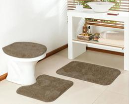 Jogo de banheiro tapete kit 3 peças 100% antiderrapante otimo acabamento pelo macio oasis classic (trigo 1)