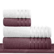 Jogo de Banho 100% Algodão Banhão 5 peças Teka Comfort Cor:Branco-Vinho