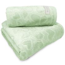 Jogo de Banho 2 Peças Romance Dohler Aveludada 100% Algodão Toalha Fio Penteado Coração Borboleta